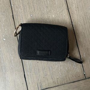 Vera Bradley black keychain wallet, with pink floral inside